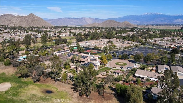 aerial view with a residential view and a mountain view