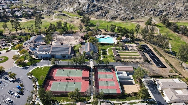 birds eye view of property featuring view of golf course