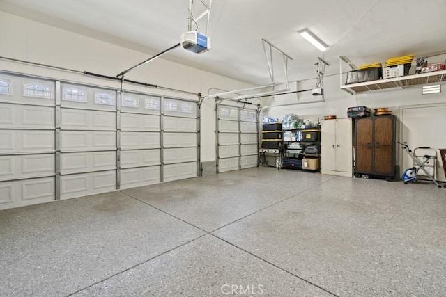 garage with a garage door opener