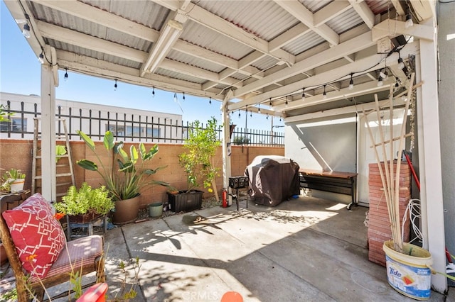 view of patio / terrace featuring fence and area for grilling