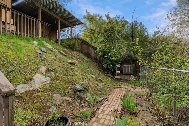 view of yard featuring a fenced backyard