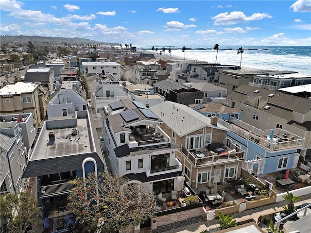 aerial view featuring a residential view and a water view