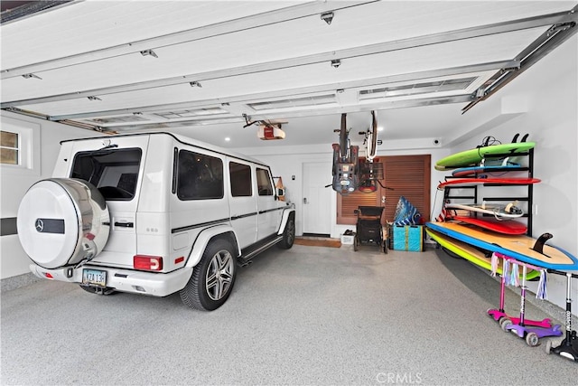 garage with a garage door opener