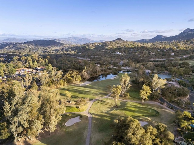 aerial view with a water and mountain view