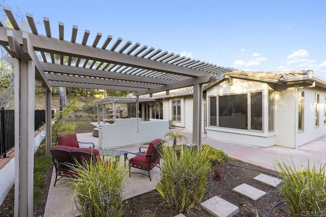 view of patio / terrace with fence and a pergola