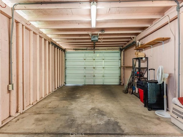 garage with a garage door opener