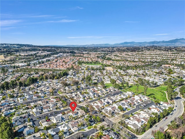 bird's eye view with a residential view and a mountain view