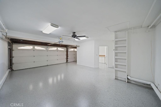 garage with ceiling fan