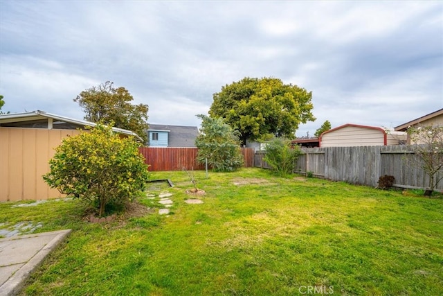 view of yard featuring a fenced backyard