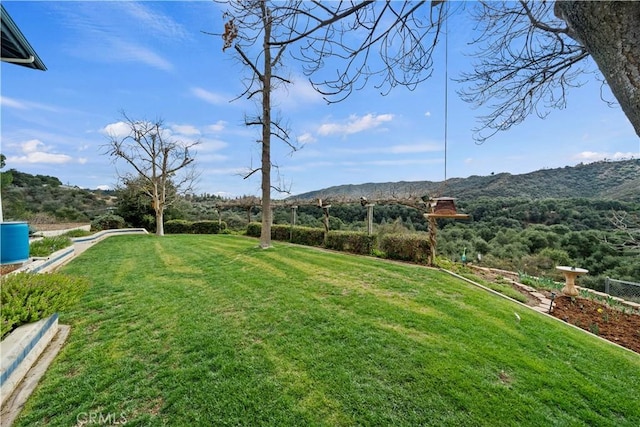 view of yard with a mountain view