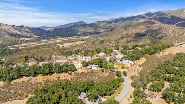 bird's eye view with a mountain view