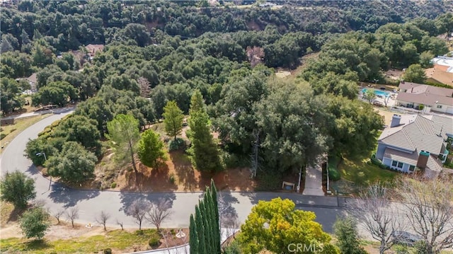 bird's eye view with a view of trees