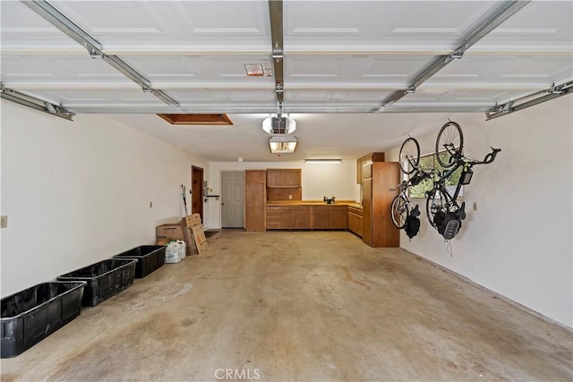 garage with a garage door opener