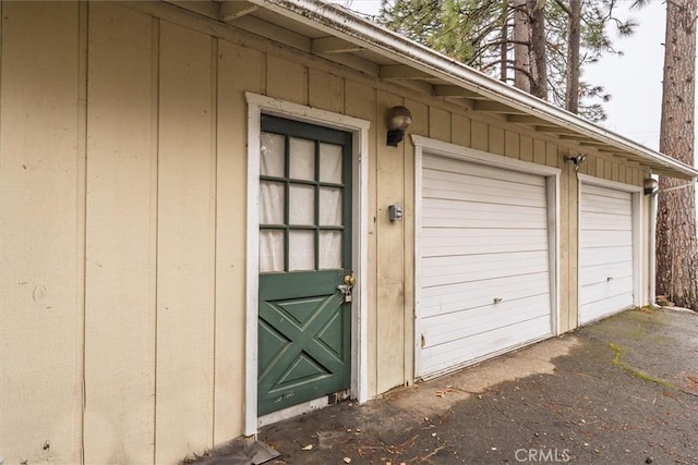 exterior space featuring a garage