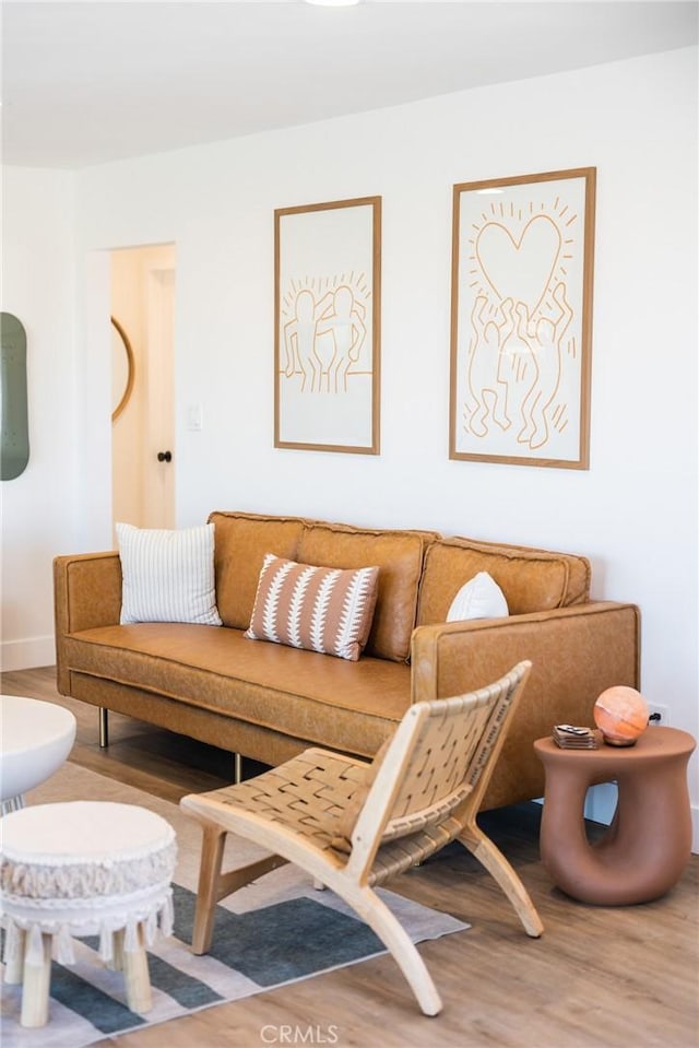 living room with wood finished floors and baseboards