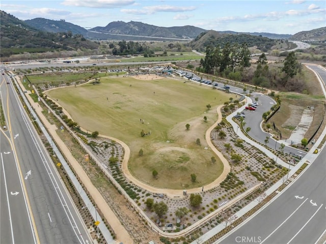 aerial view with a mountain view