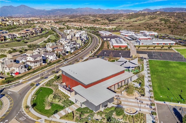 bird's eye view featuring a residential view and a mountain view