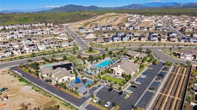 aerial view with a residential view and a mountain view