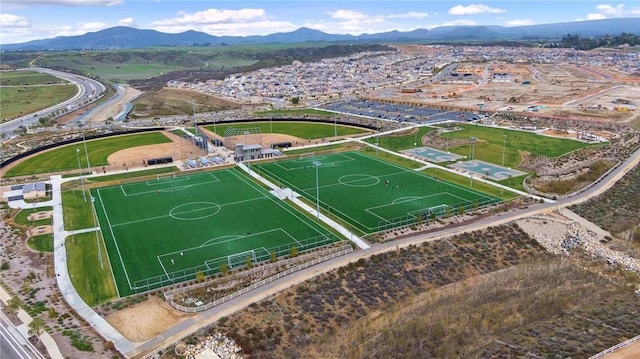 drone / aerial view with a mountain view