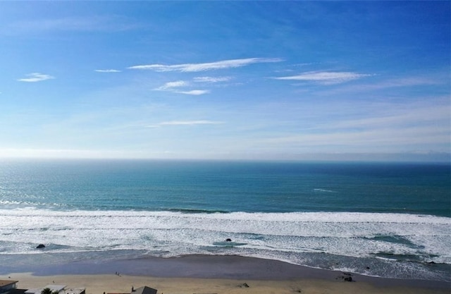 view of water feature featuring a beach view