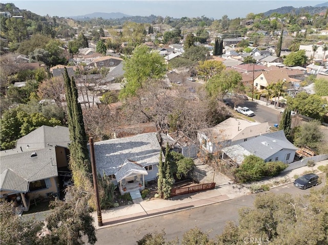 bird's eye view featuring a mountain view and a residential view