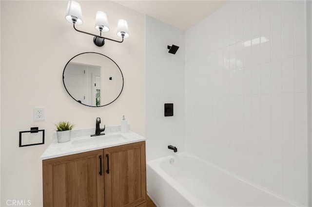 full bathroom featuring bathing tub / shower combination and vanity