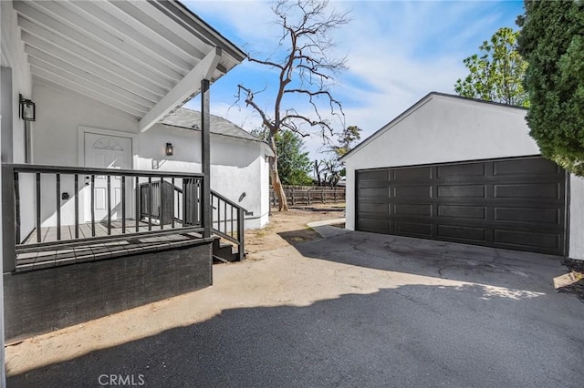 view of detached garage