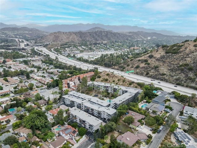 aerial view with a mountain view