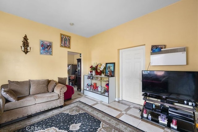 view of tiled living area