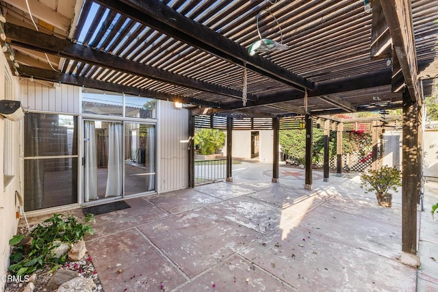 view of patio featuring a pergola