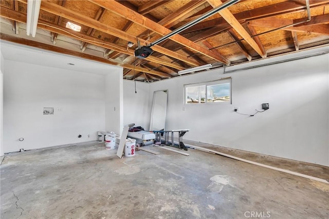 garage with a garage door opener