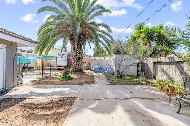 view of yard featuring a patio area and a fenced backyard