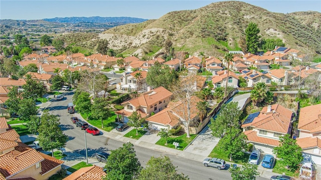 aerial view with a residential view and a mountain view