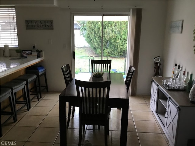 dining room with light tile patterned floors and a healthy amount of sunlight