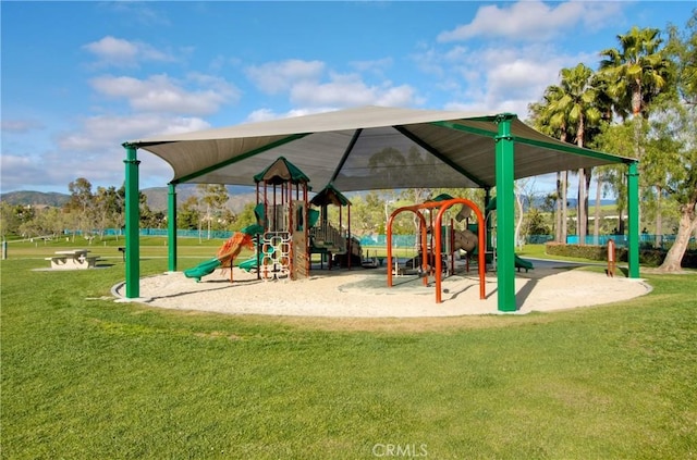 community playground with a lawn