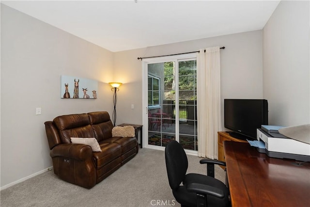 office featuring carpet and baseboards