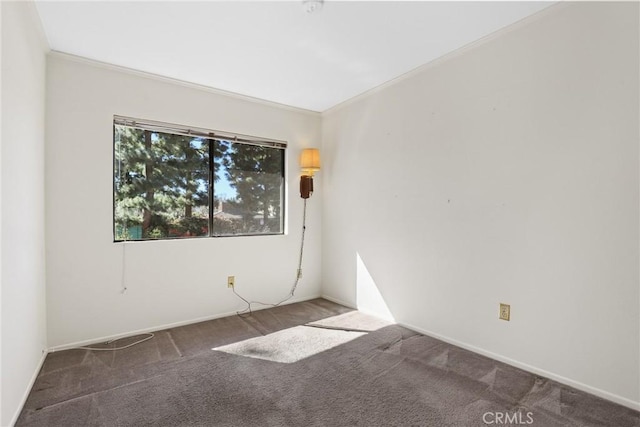 unfurnished room with carpet and ornamental molding