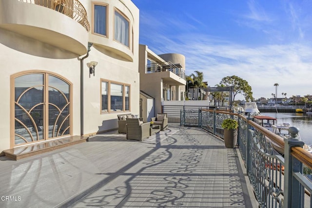 balcony with a water view