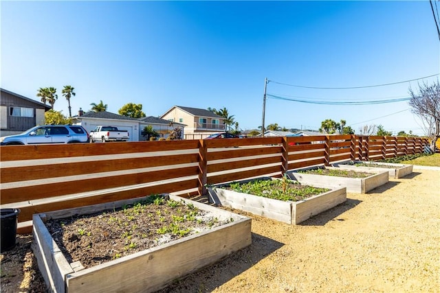 view of yard featuring a garden and fence