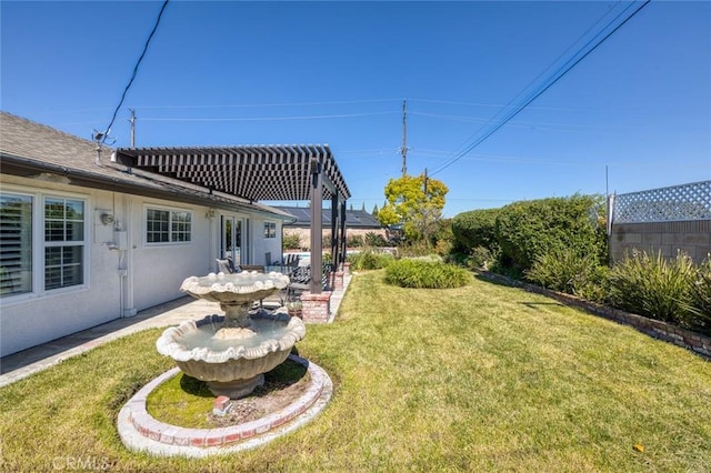 view of yard with a pergola