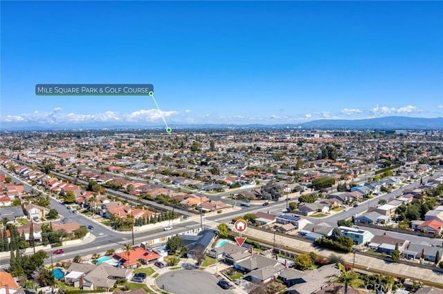 bird's eye view with a residential view and a mountain view