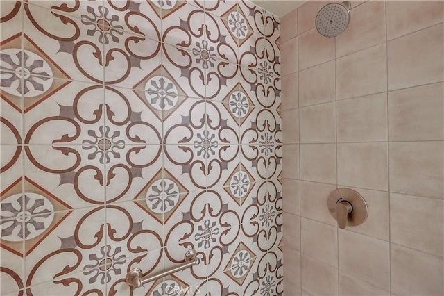 interior space with a tile shower