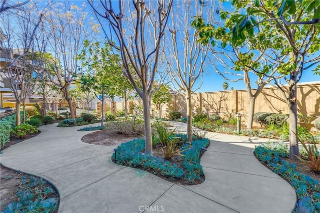 view of property's community with a fenced backyard