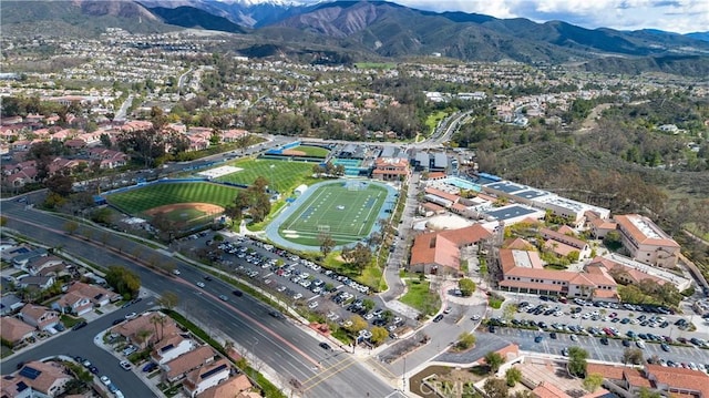 bird's eye view with a mountain view