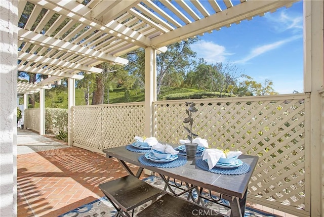 view of patio with a pergola