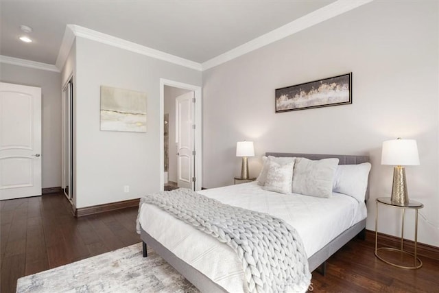 4976 Odessa Ave, Encino, CA 91436 - bedroom featuring wood-type flooring, recessed lighting, ornamental molding, and baseboards