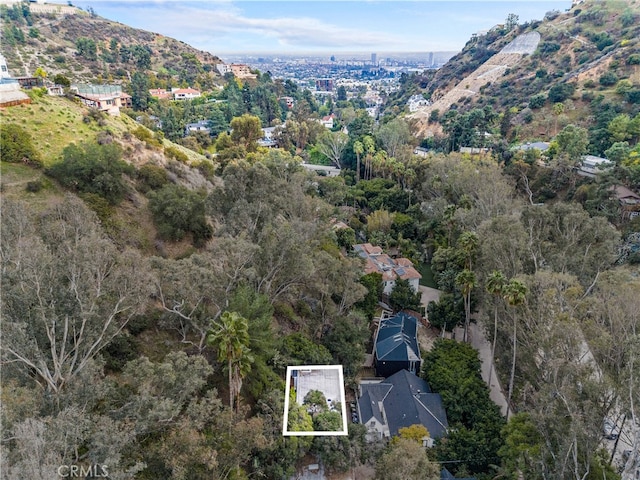 drone / aerial view with a mountain view