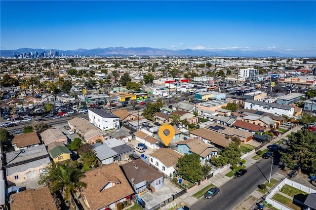 bird's eye view with a mountain view