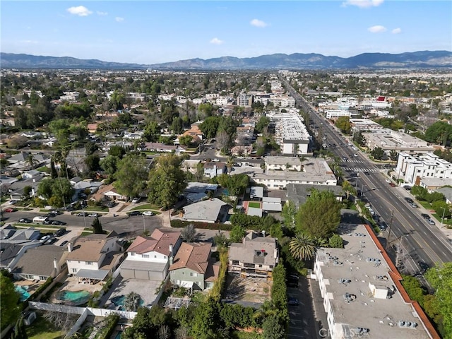 birds eye view of property featuring a residential view and a mountain view