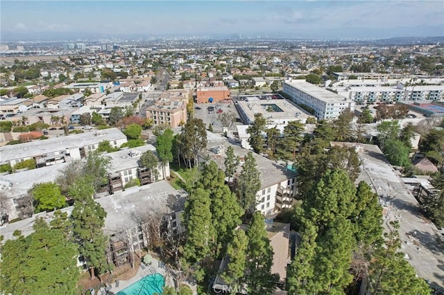 drone / aerial view with a city view